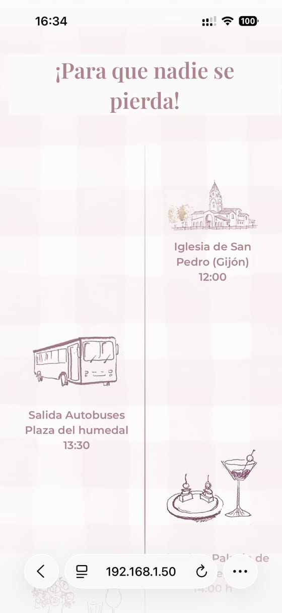 Horarios y salida de autobuses con una acuarela de la iglesia